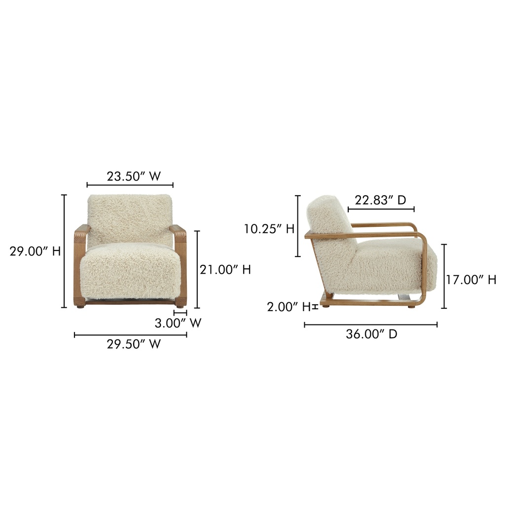 Eckersley Lounge Chair Cream Faux Fur - 7