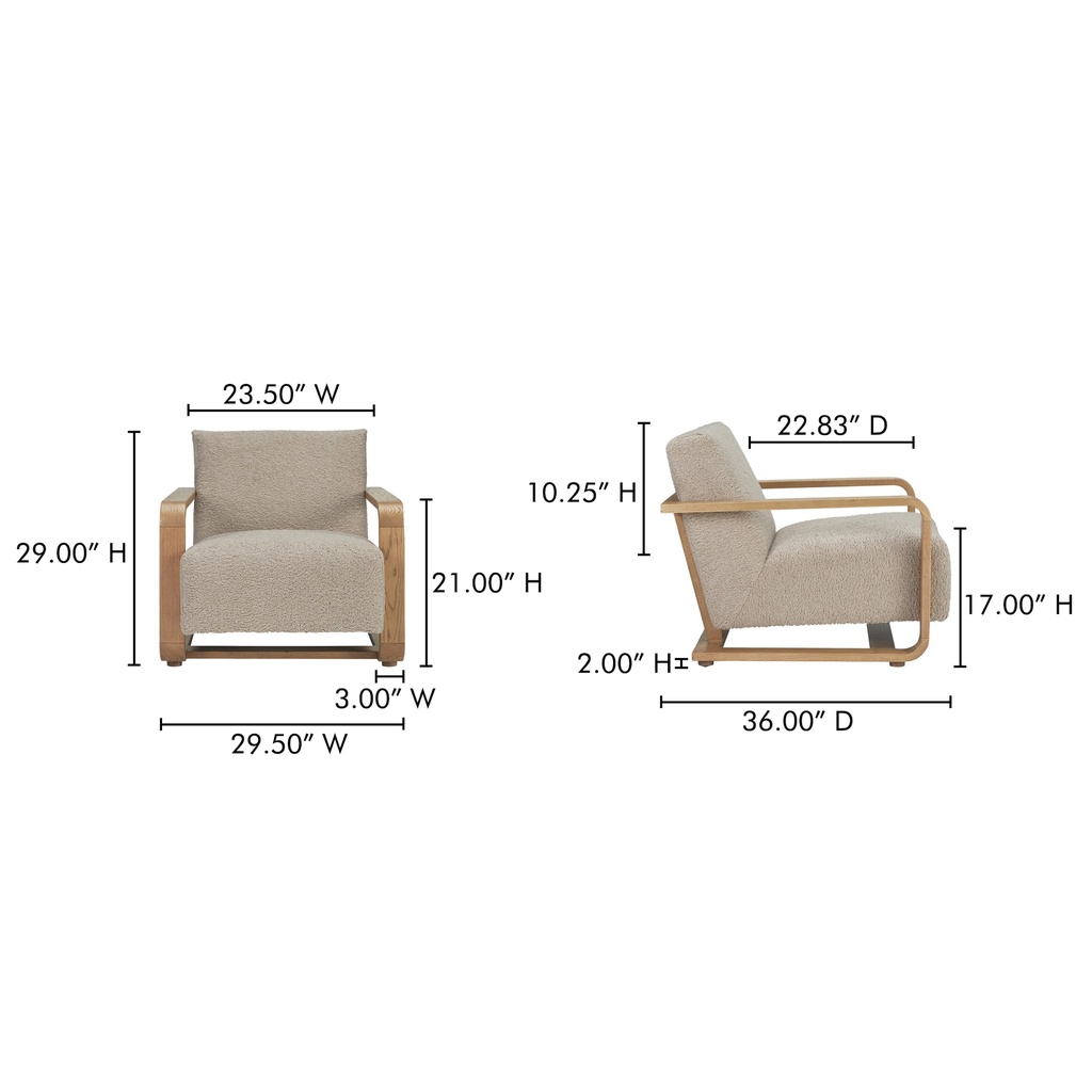 Eckersley Lounge Chair Beige Faux Shearling - 8