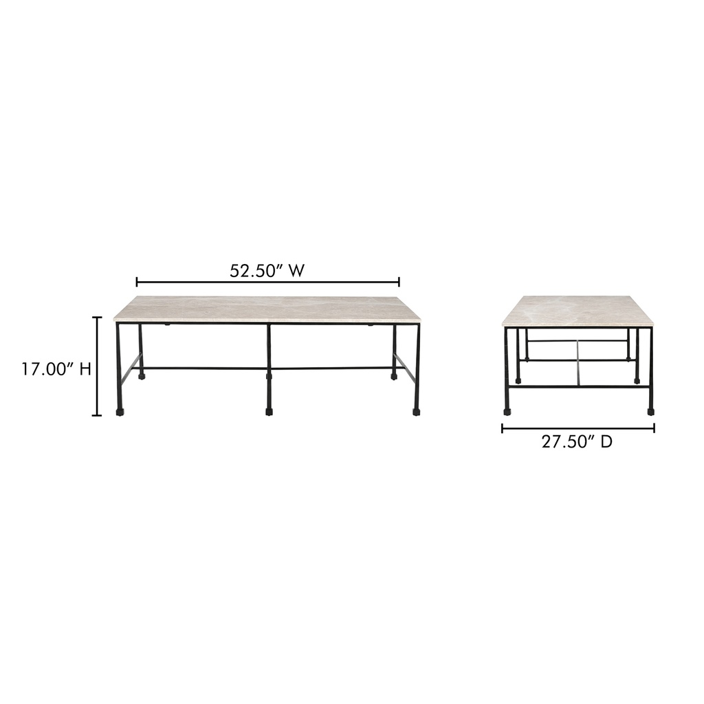 River Coffee Table Botticino Marble - 8