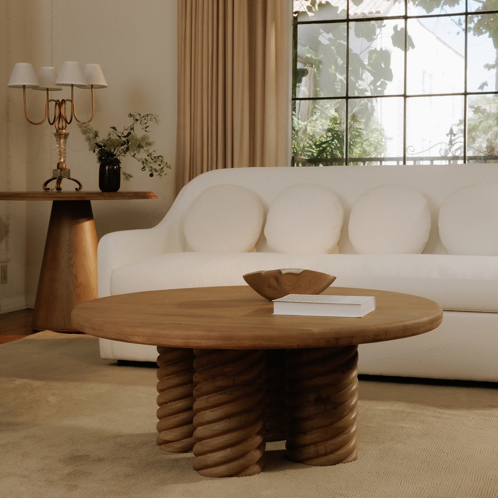 Treccia Round Coffee Table Oak - 7