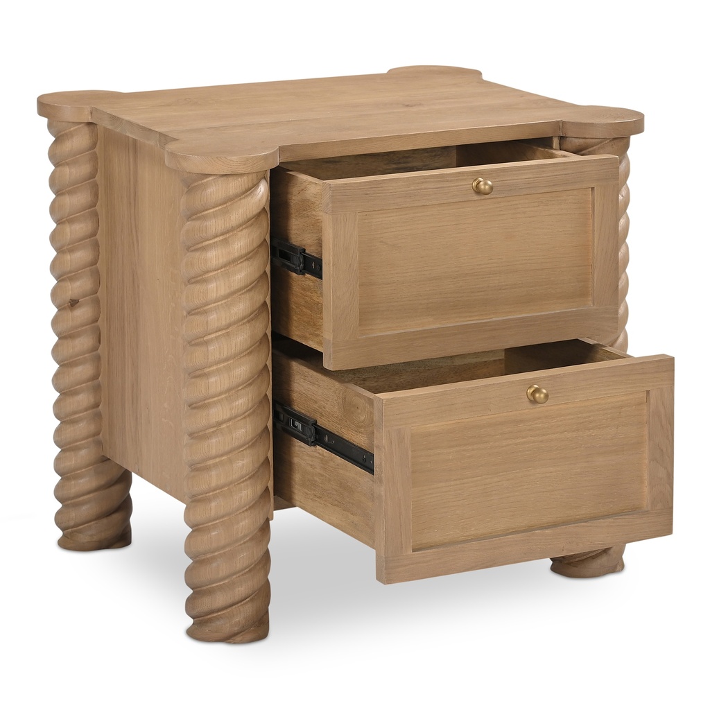 Treccia 2 Drawer Nightstand Oak - 1