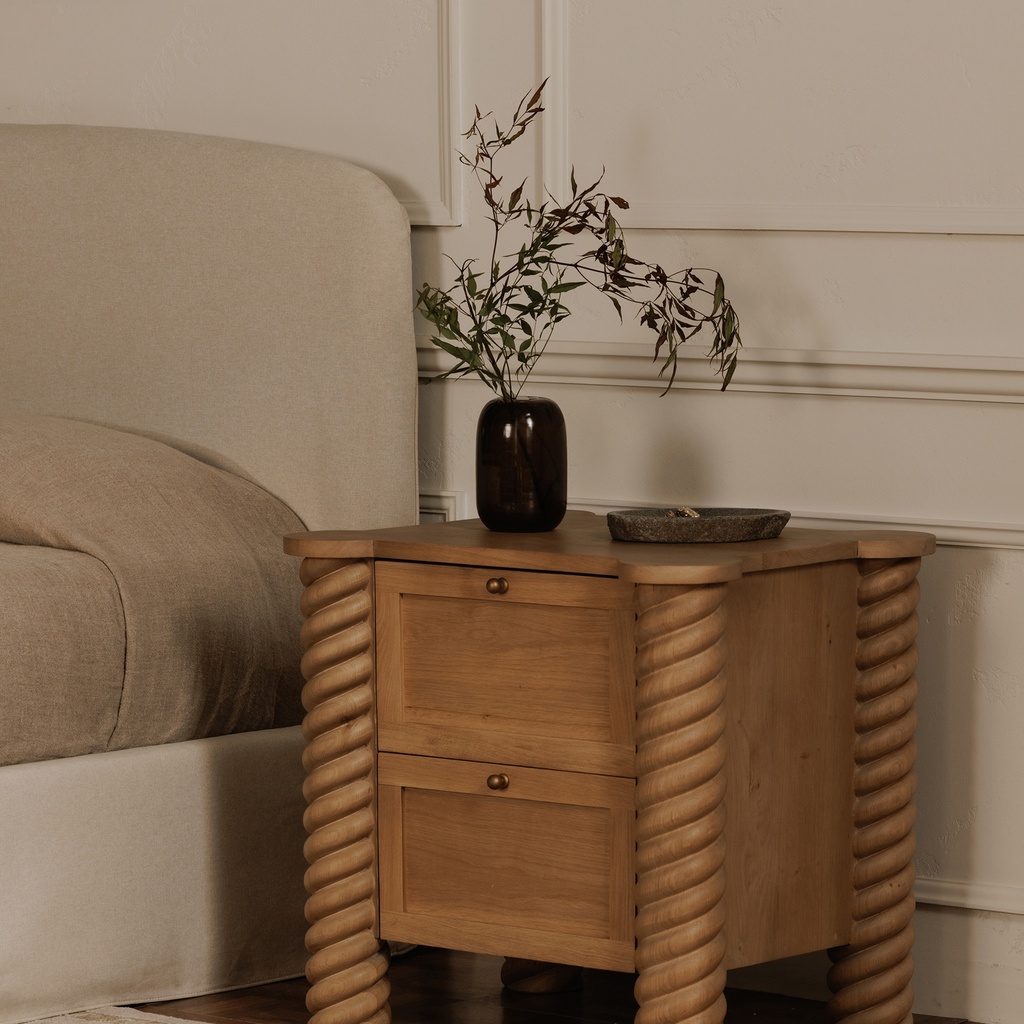 Treccia 2 Drawer Nightstand Oak - 10