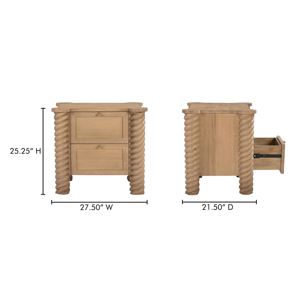 Treccia 2 Drawer Nightstand Oak - 14