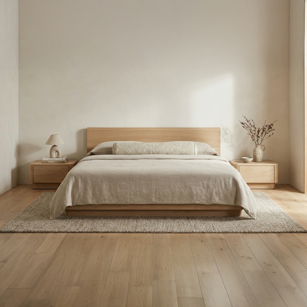 Round Off King Bed Light Oak Brown - 8