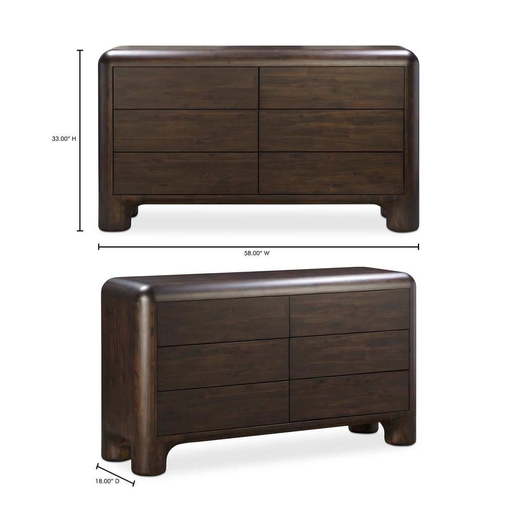 Rowan 6 Drawer Dresser Dark Brown - 12