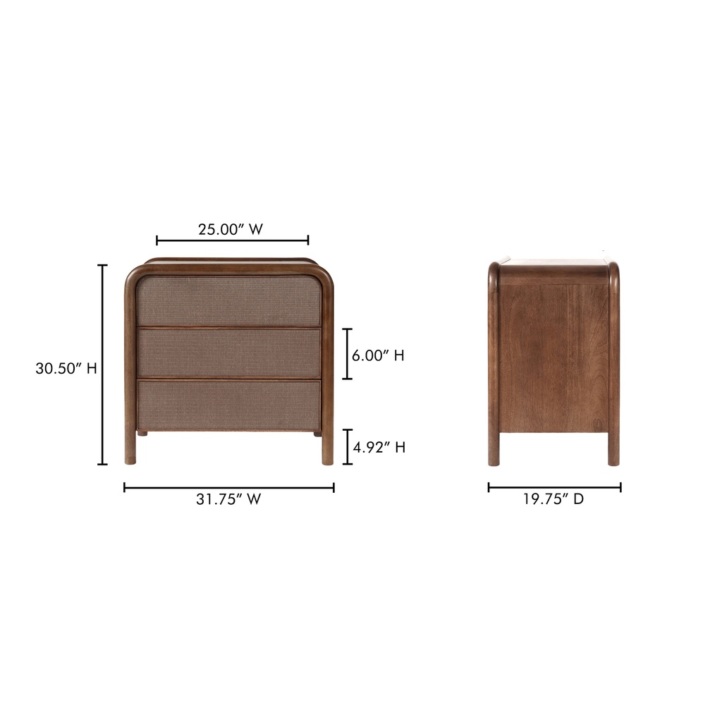 Rye 3 Drawer Nightstand Warm Brown - 11
