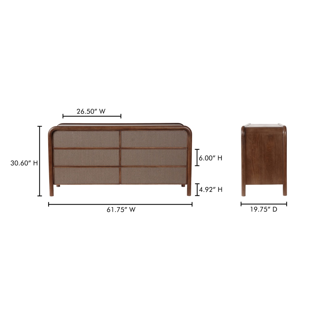 Rye 6 Drawer Dresser Warm Brown - 10