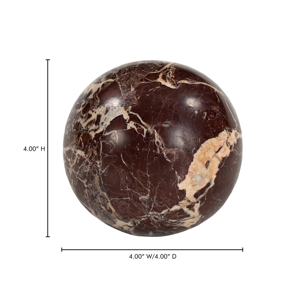 Odessa Sphere Tabletop Accent Red Levanto Marble - 4
