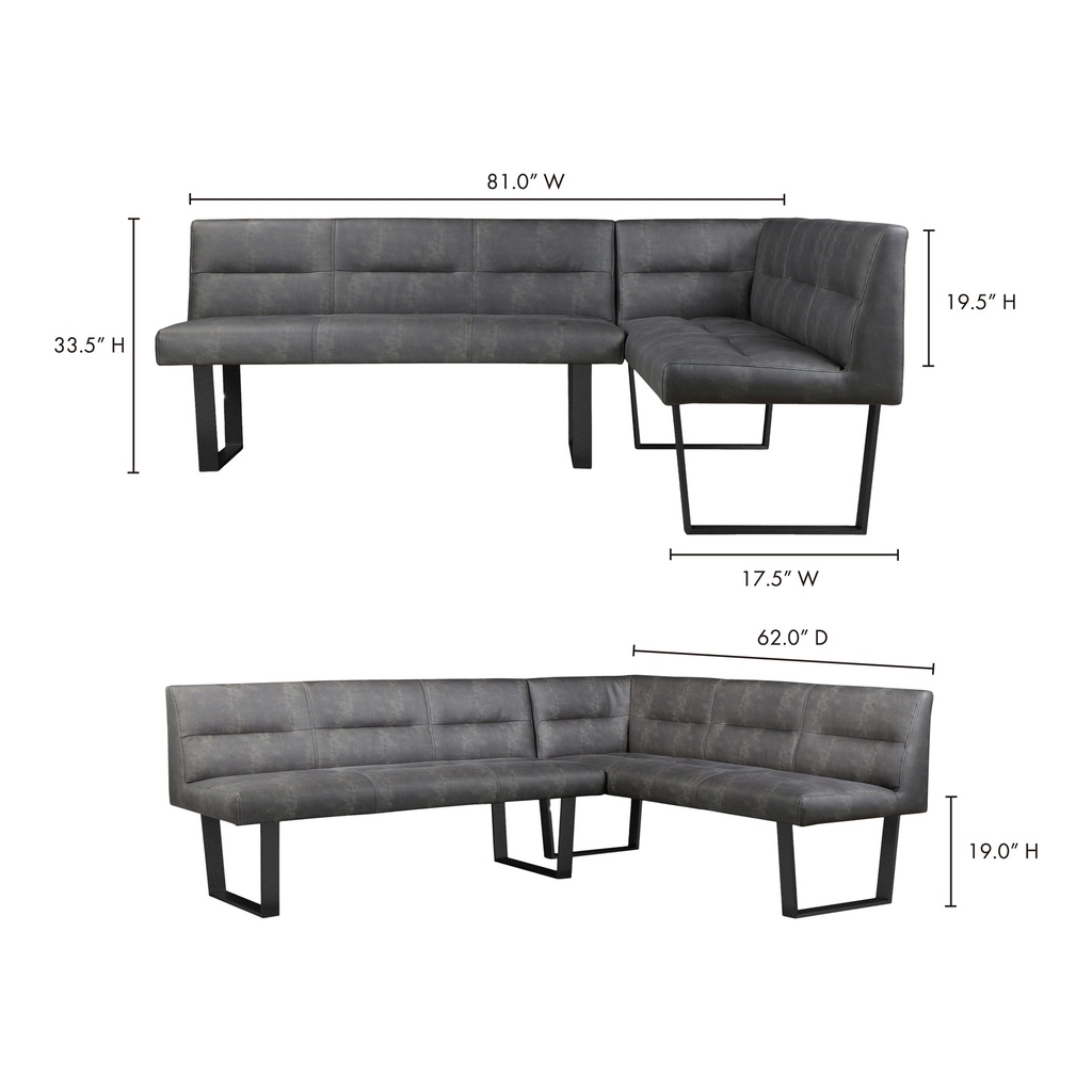 Hanlon Corner Bench Dark Grey - 5