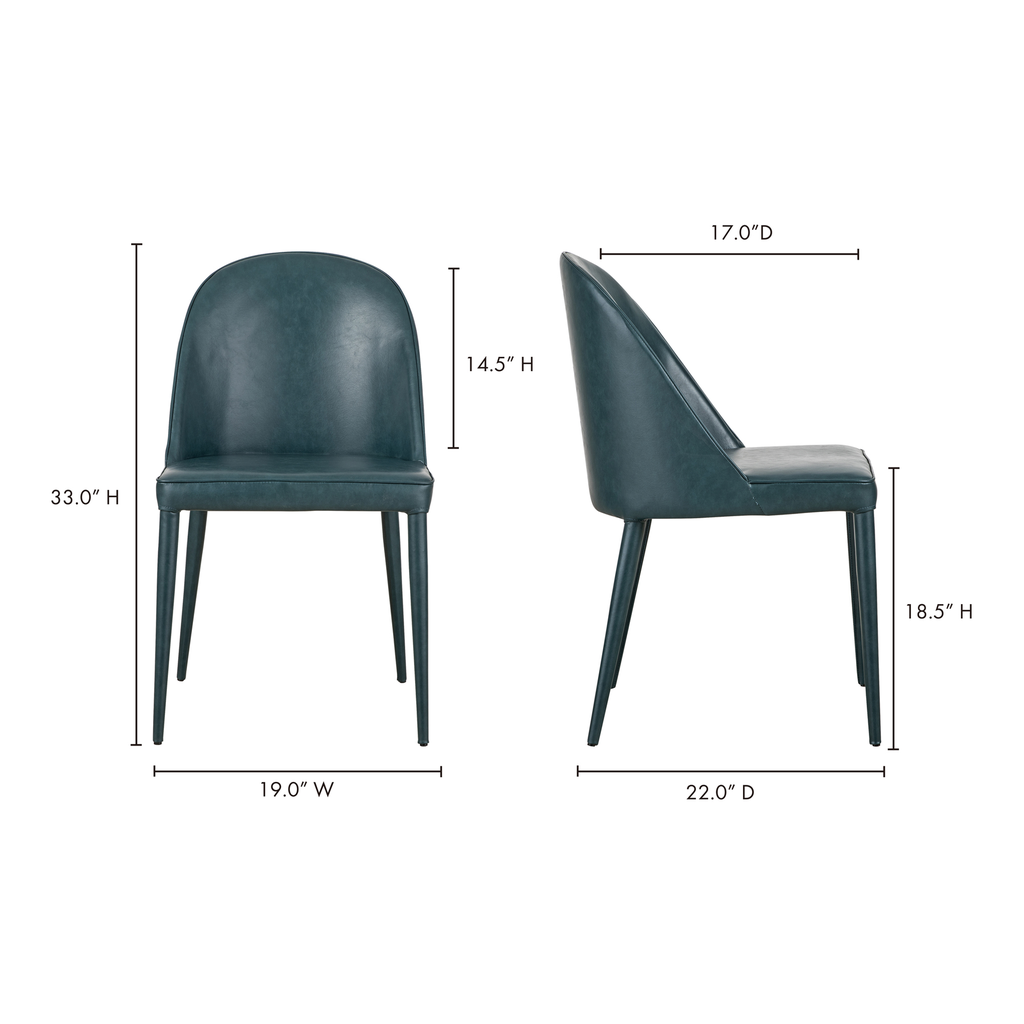 Burton Dining Chair Dark Teal Vegan Leather - Set Of Two - 13