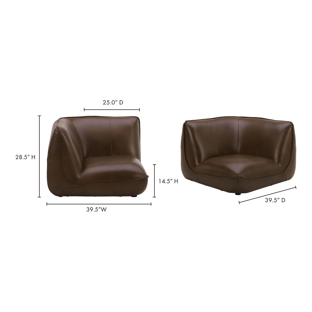 Zeppelin Leather Corner Chair Toasted Hickory - 8