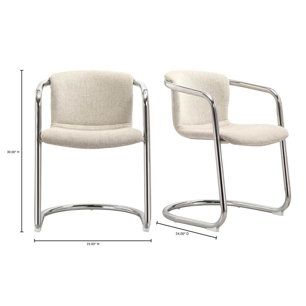 Freeman Chrome Frame Dining Chair Blended Cream - Set Of Two - 10