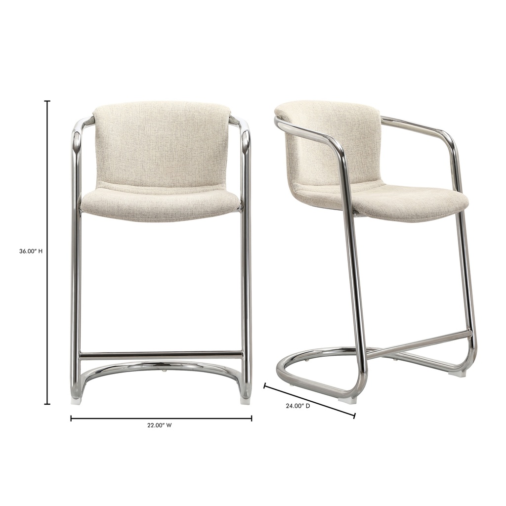 Freeman Chrome Frame Counter Stool Blended Cream - Set Of Two - 10