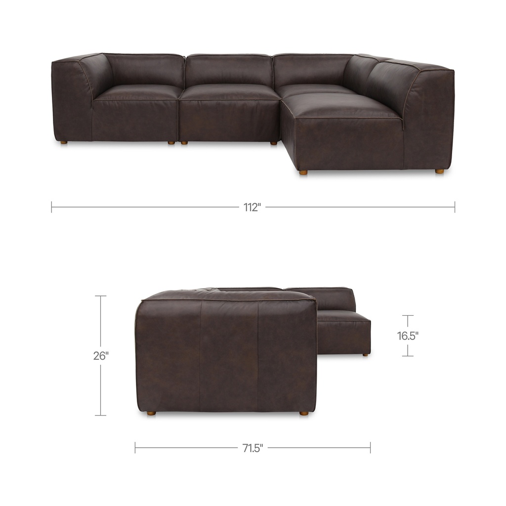 Form Signature Modular Sectional Espresso Brown Leather - 7