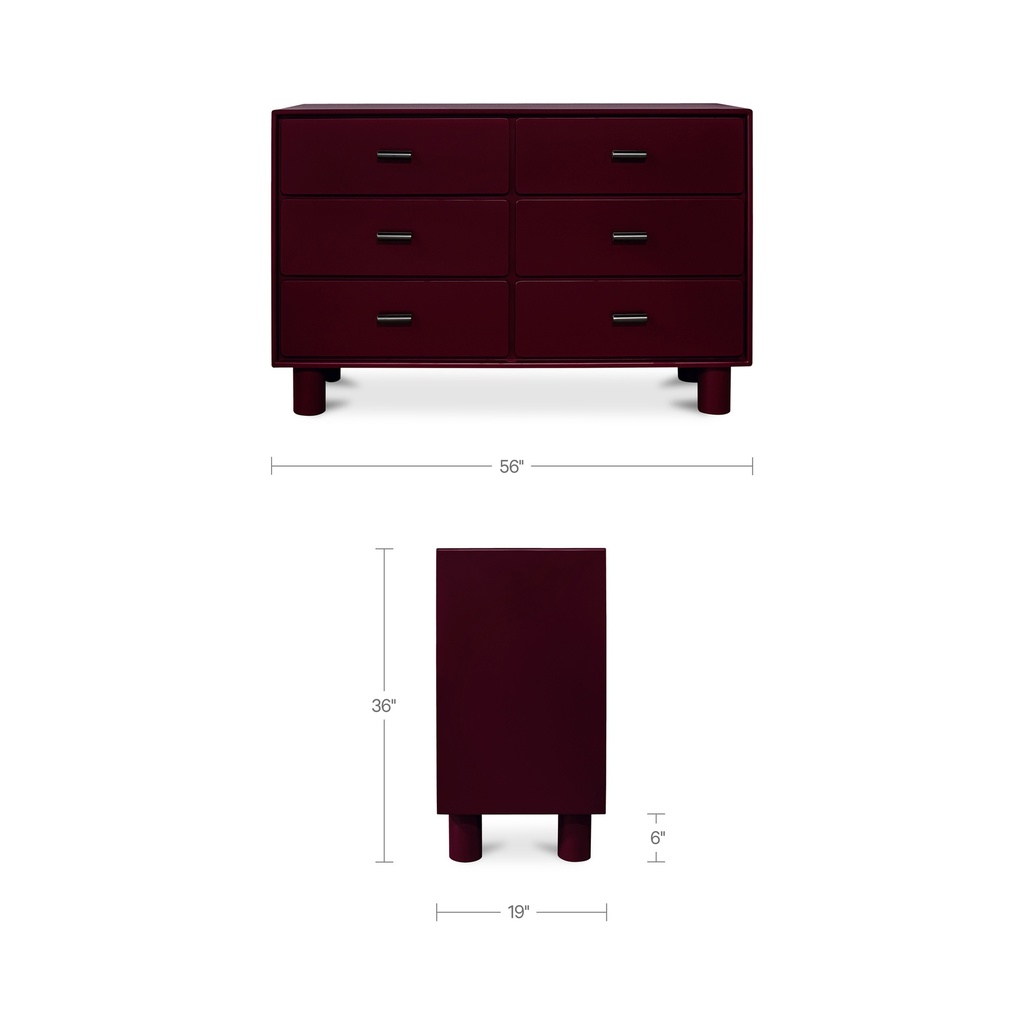 Jolene 6 Drawer Dresser Deep Red - 2