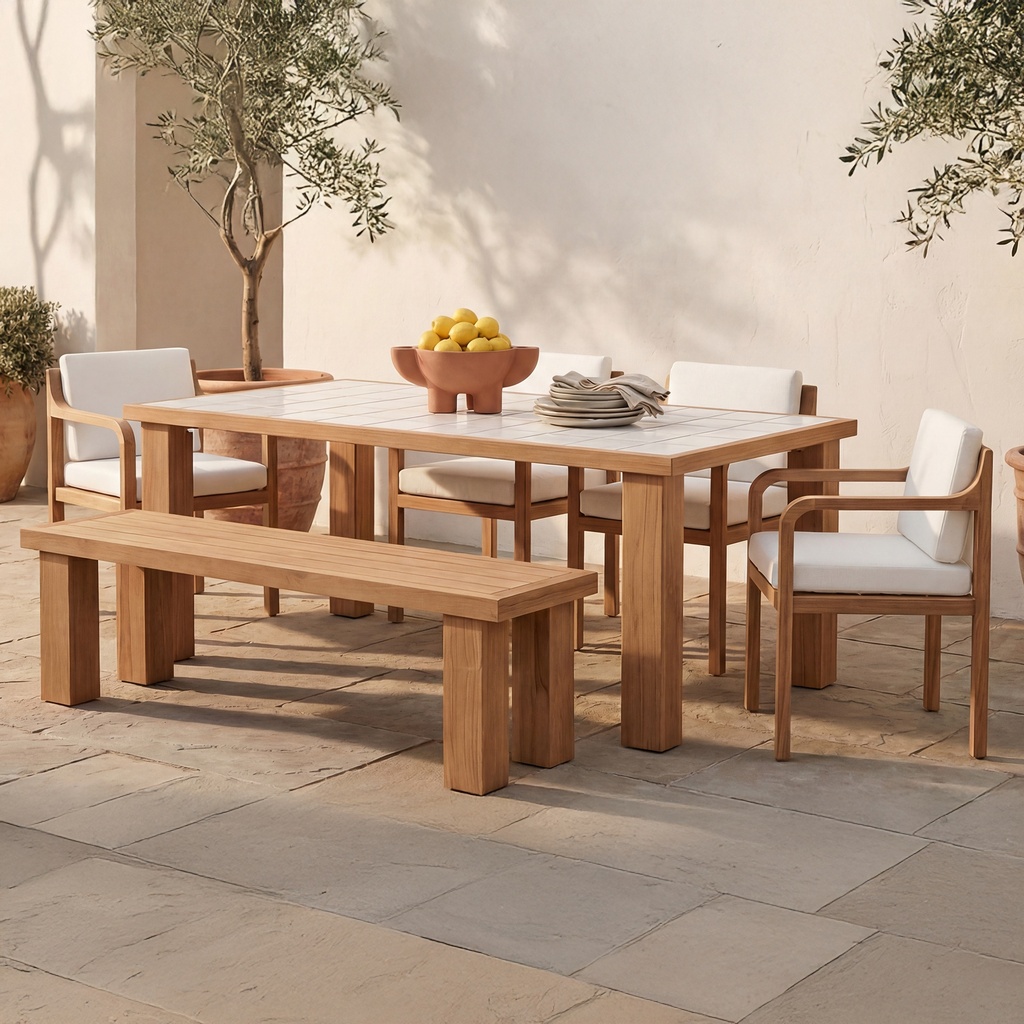 Marina Outdoor Dining Bench Natural - 5