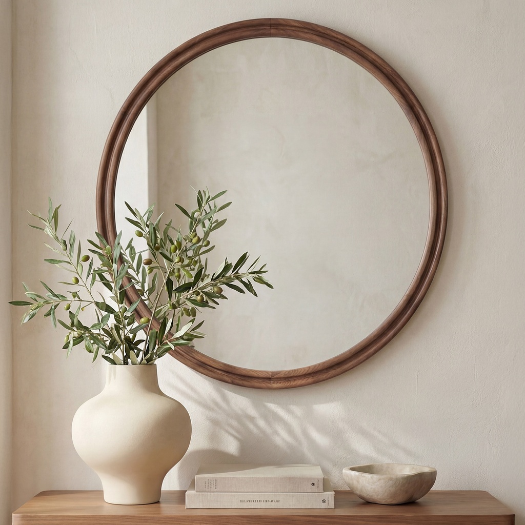 Alcott Large Round Mirror Walnut - 3