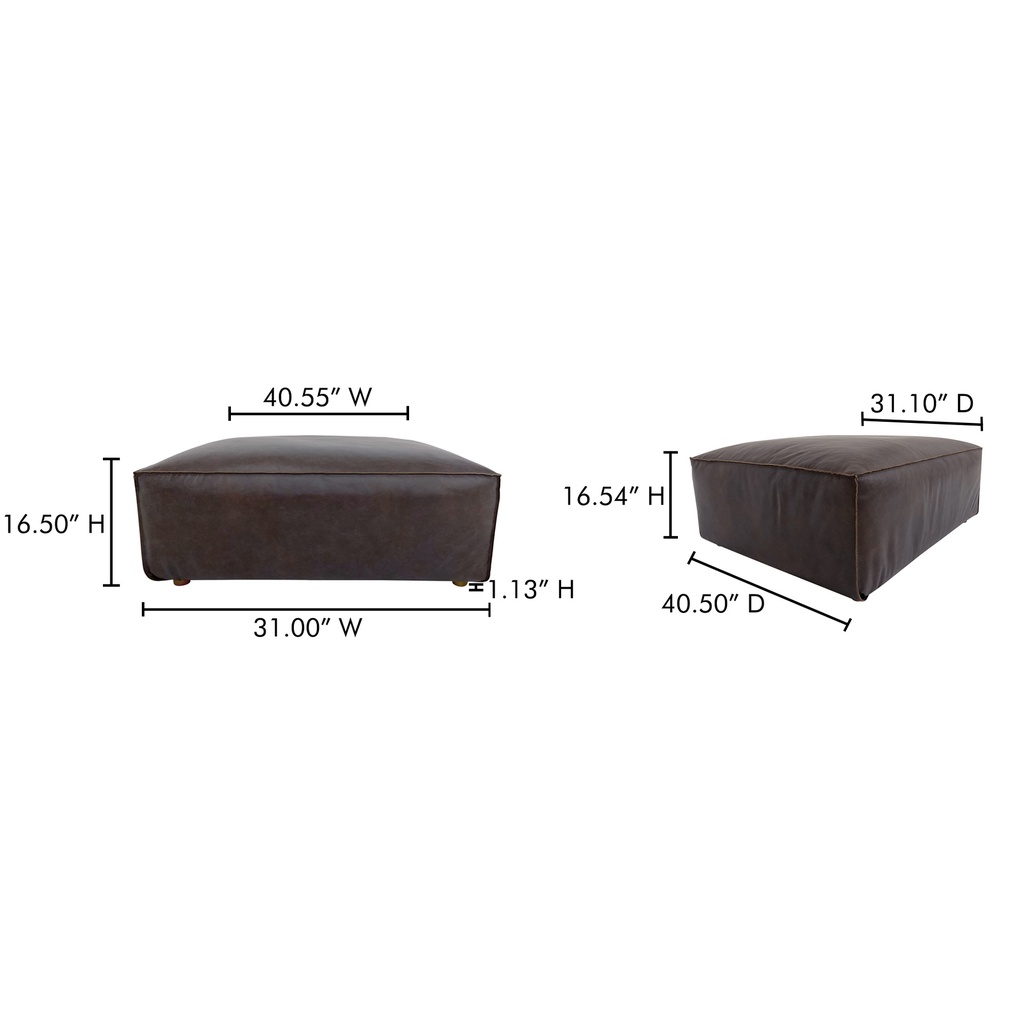 Form Ottoman Espresso Brown Leather - 6