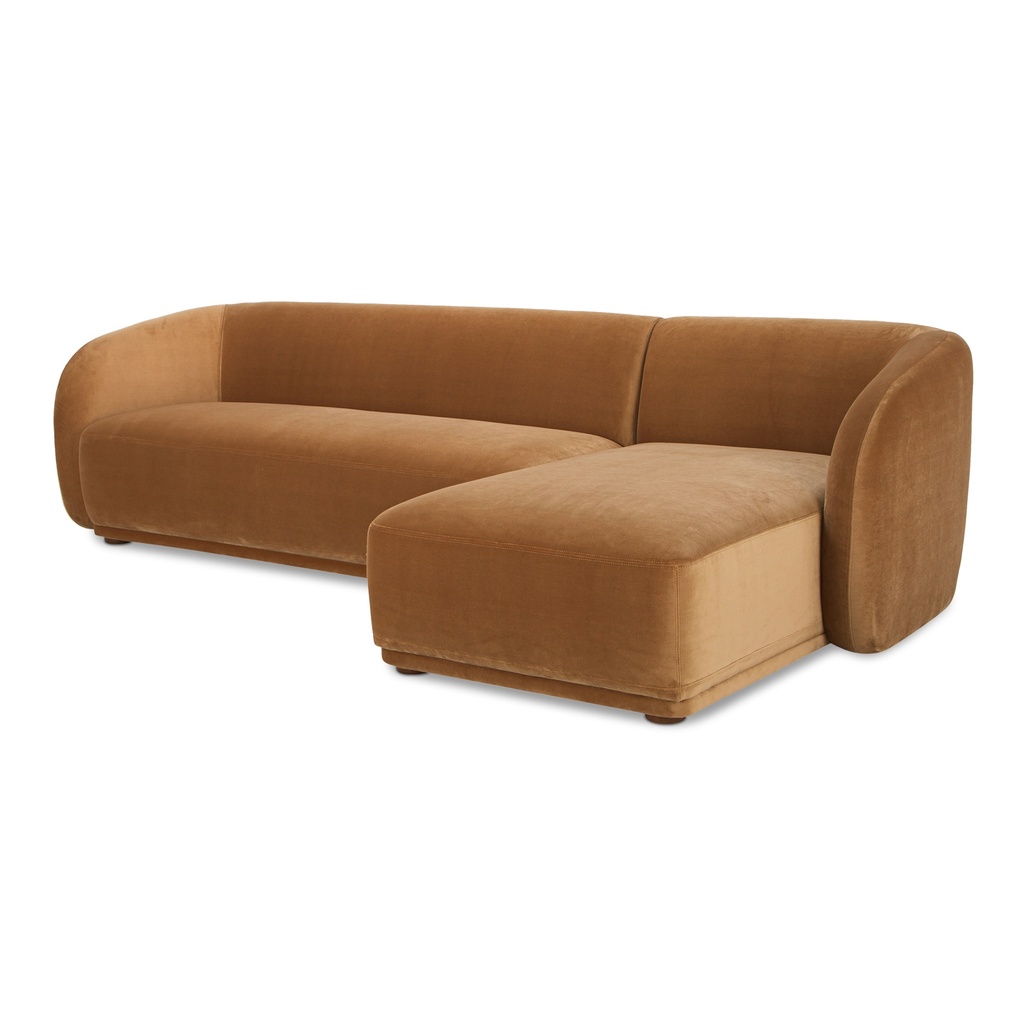 Faye Right Sectional Tan Faux Mohair - 1