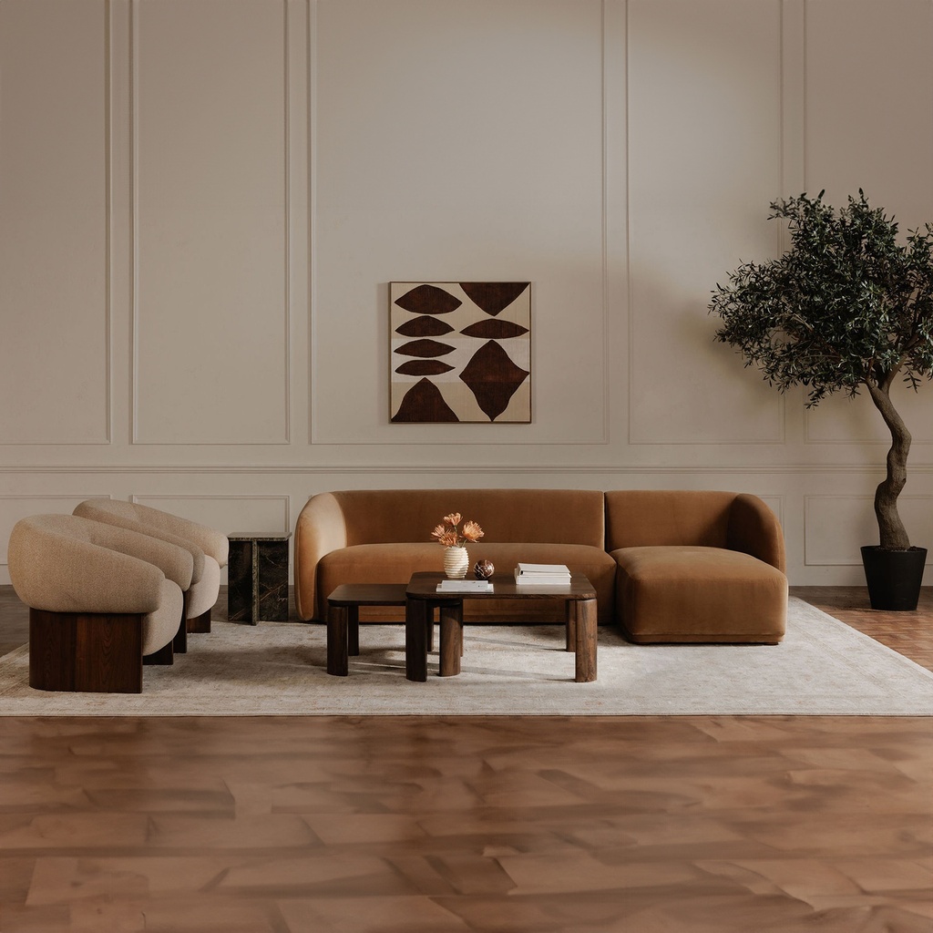 Faye Right Sectional Tan Faux Mohair - 7