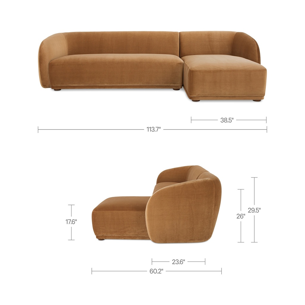 Faye Right Sectional Tan Faux Mohair - 8
