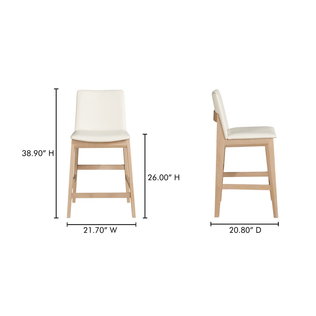 Deco Oak Counter Stool White PVC - 8