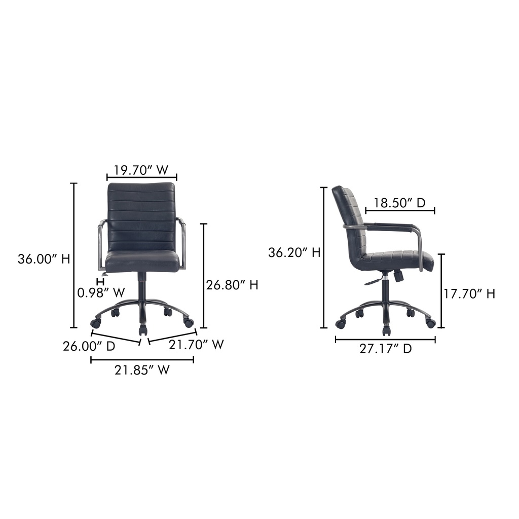 Roy Office Chair Black Leather - 11