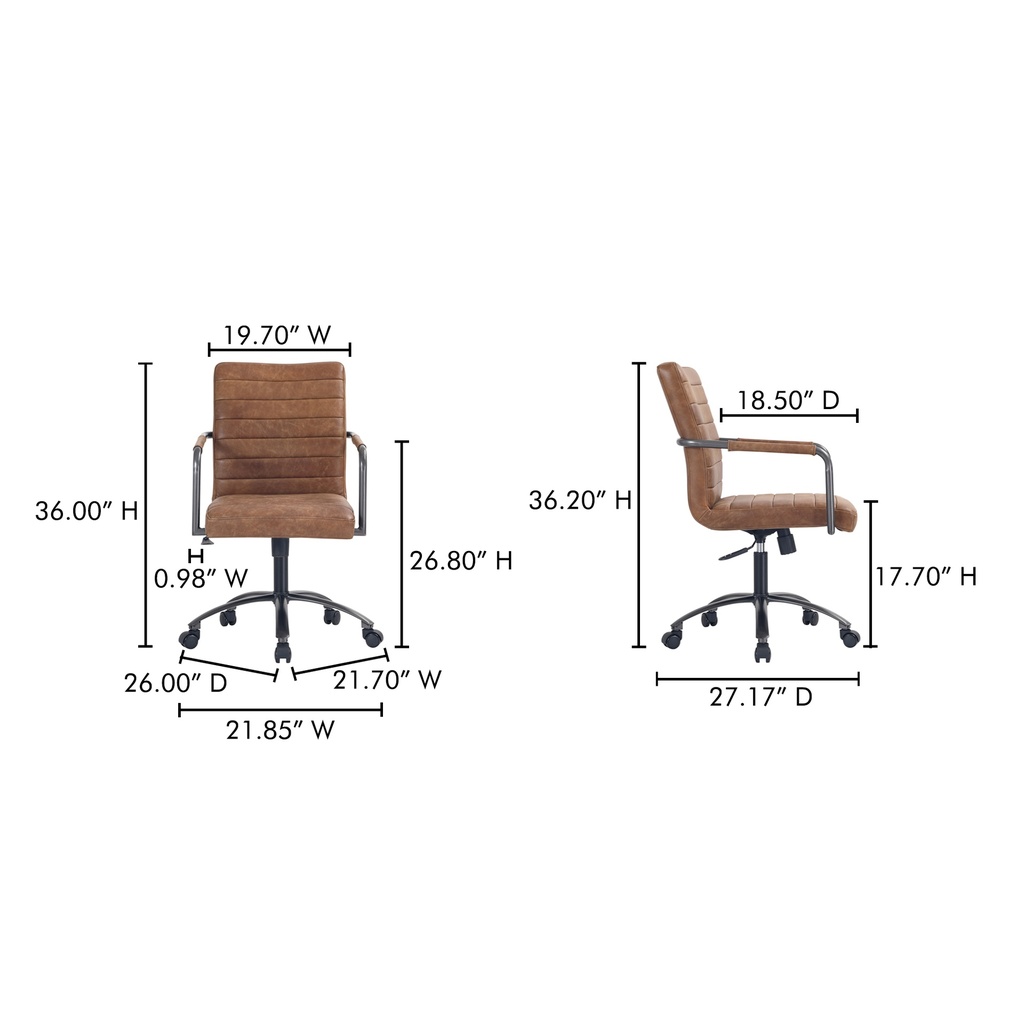 Roy Office Chair Open Road Brown Leather - 11