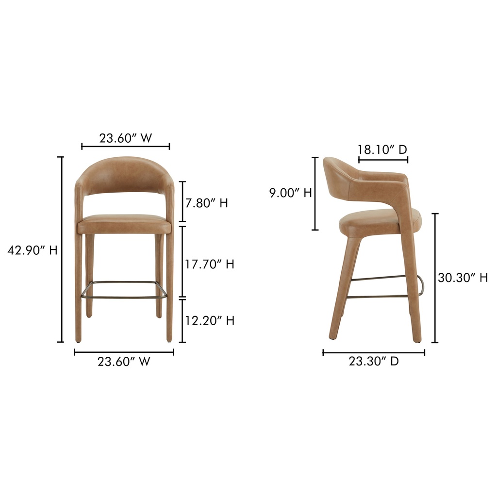 Martens Bar Stool Brown Leather - 5
