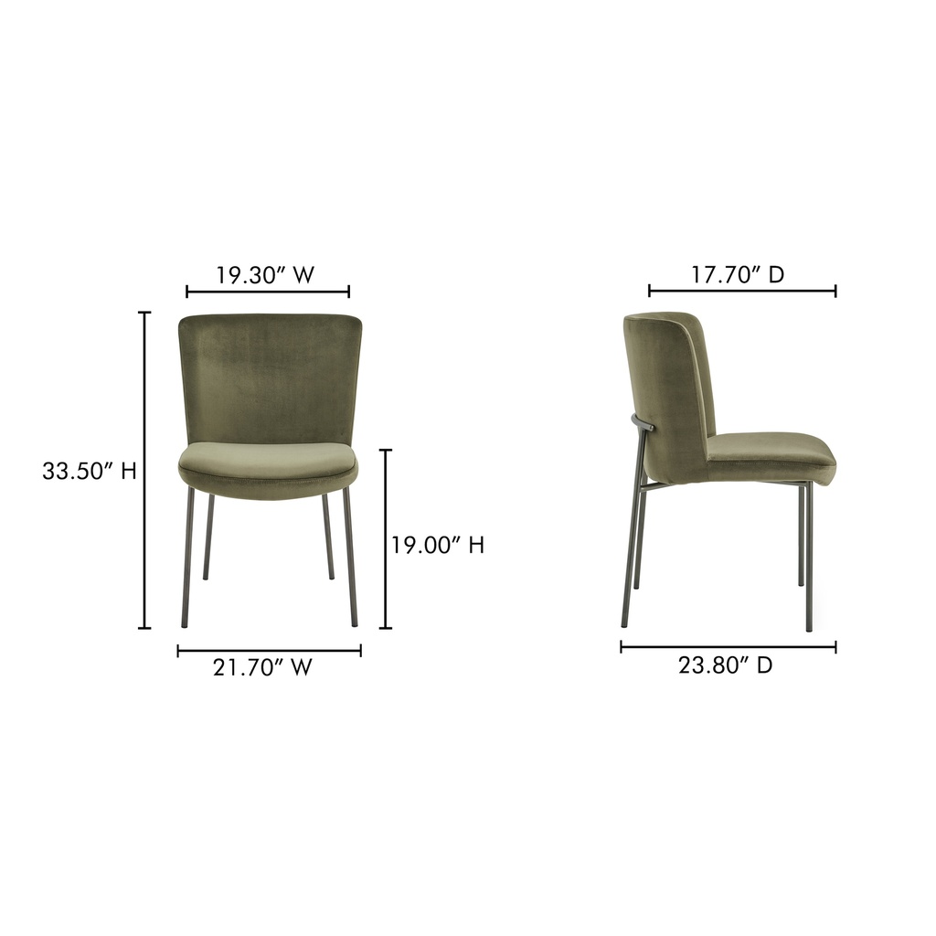 Early Dining Chair Faux Green Mohair-Set Of Two - 7