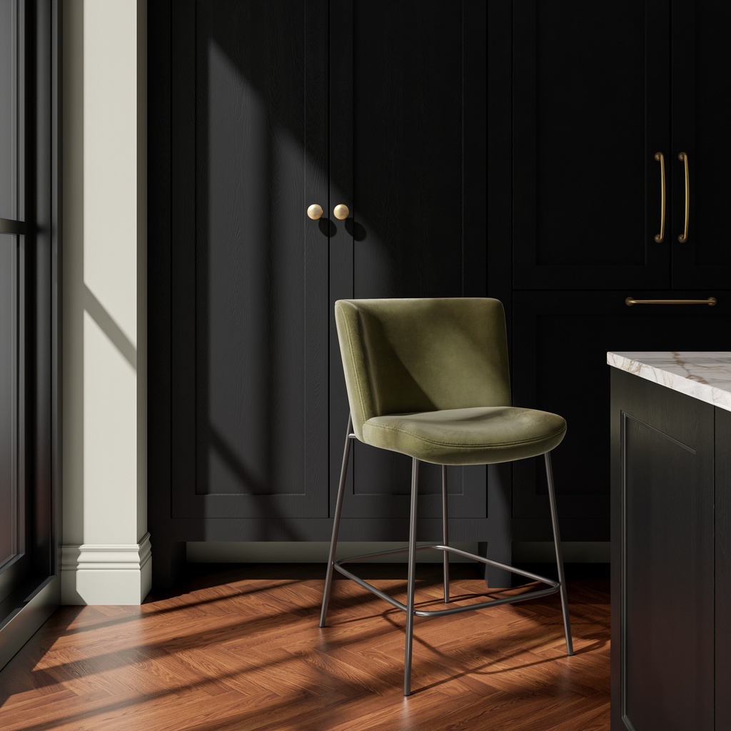 Early Counter Stool Faux Green Mohair - 7