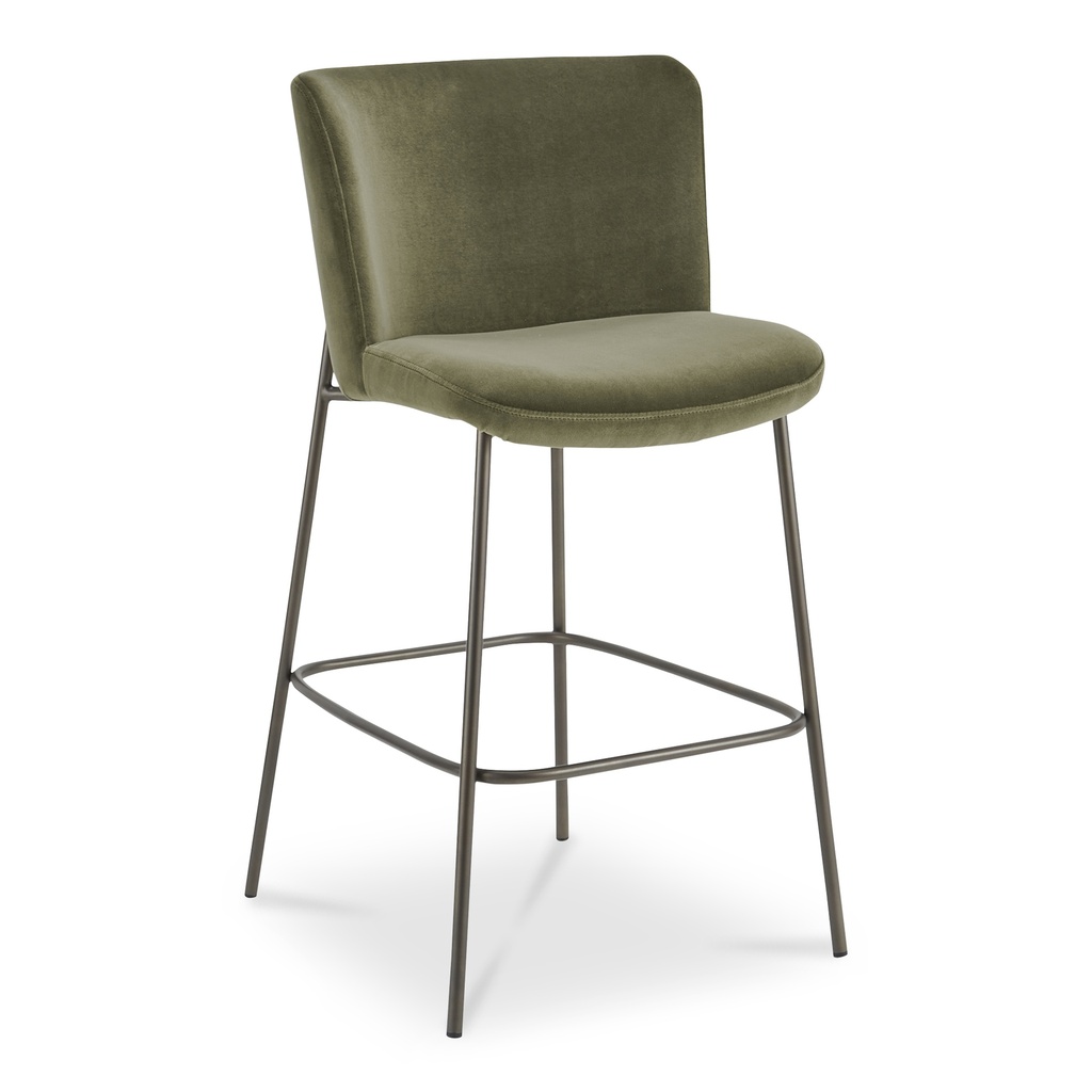 Early Bar Stool Faux Green Mohair - 1