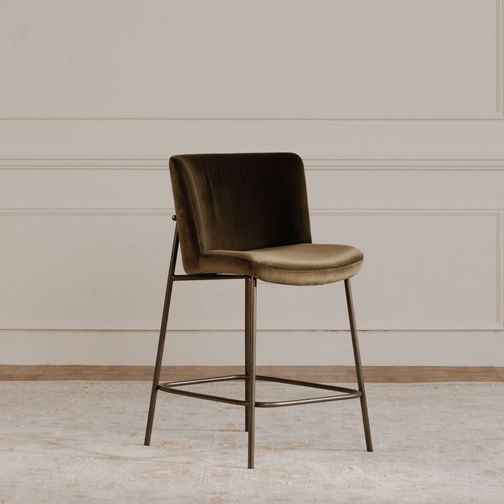 Early Bar Stool Faux Green Mohair - 5