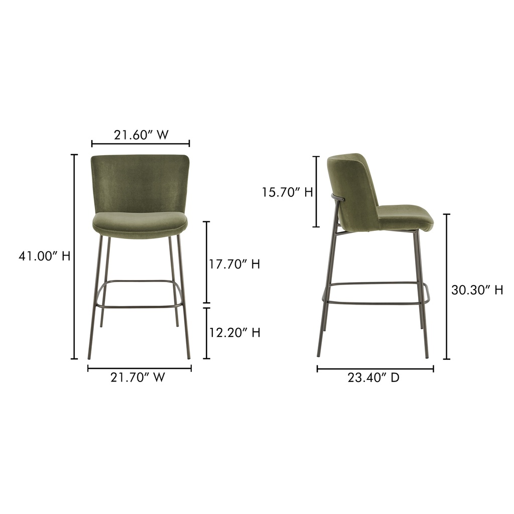 Early Bar Stool Faux Green Mohair - 7