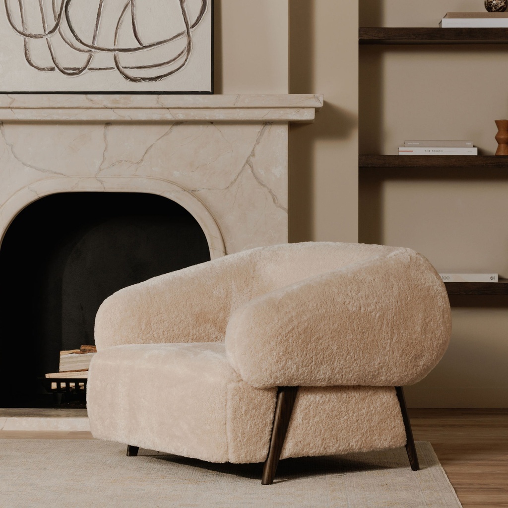 Devlin Lounge Chair Cream Faux Fur - 7