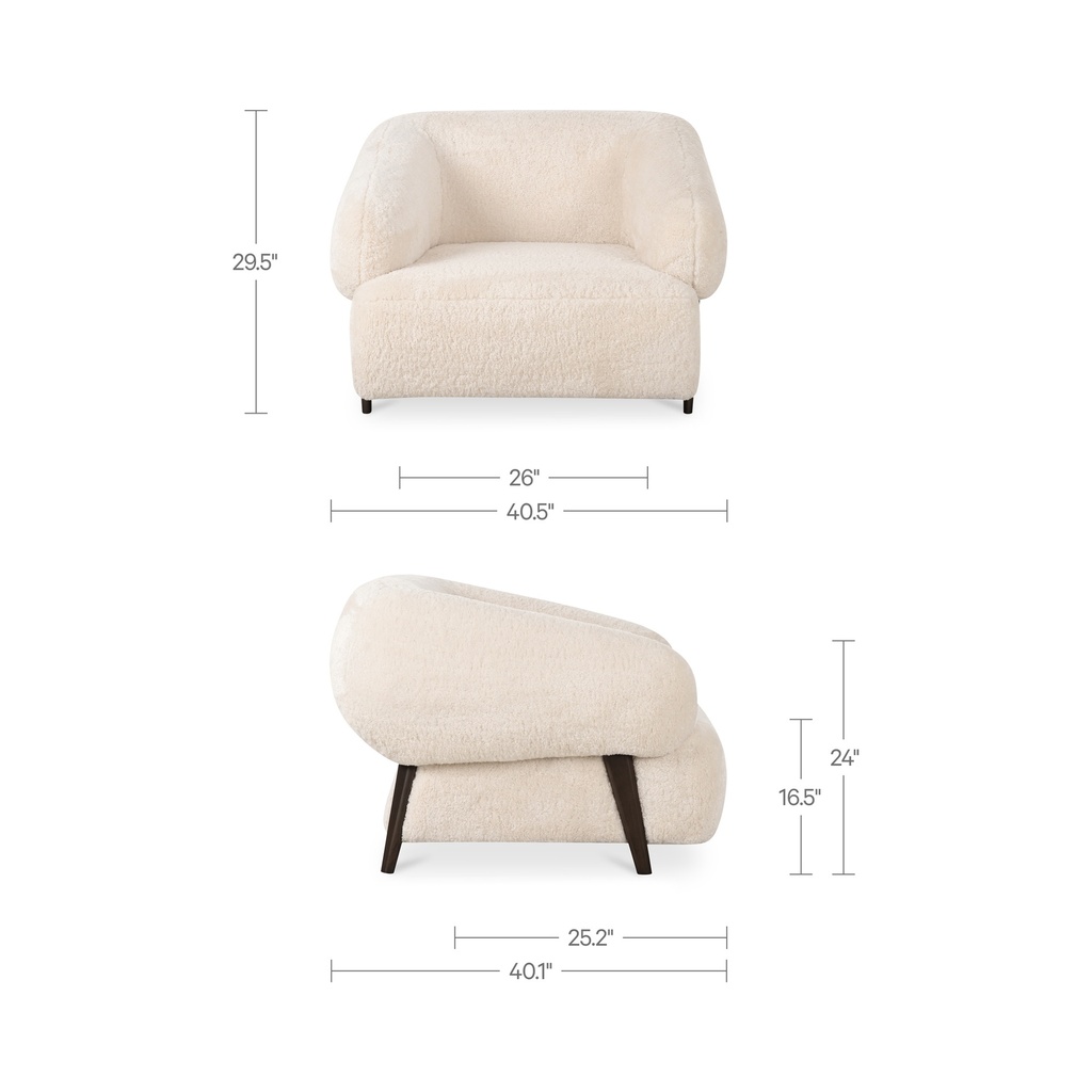 Devlin Lounge Chair Cream Faux Fur - 9