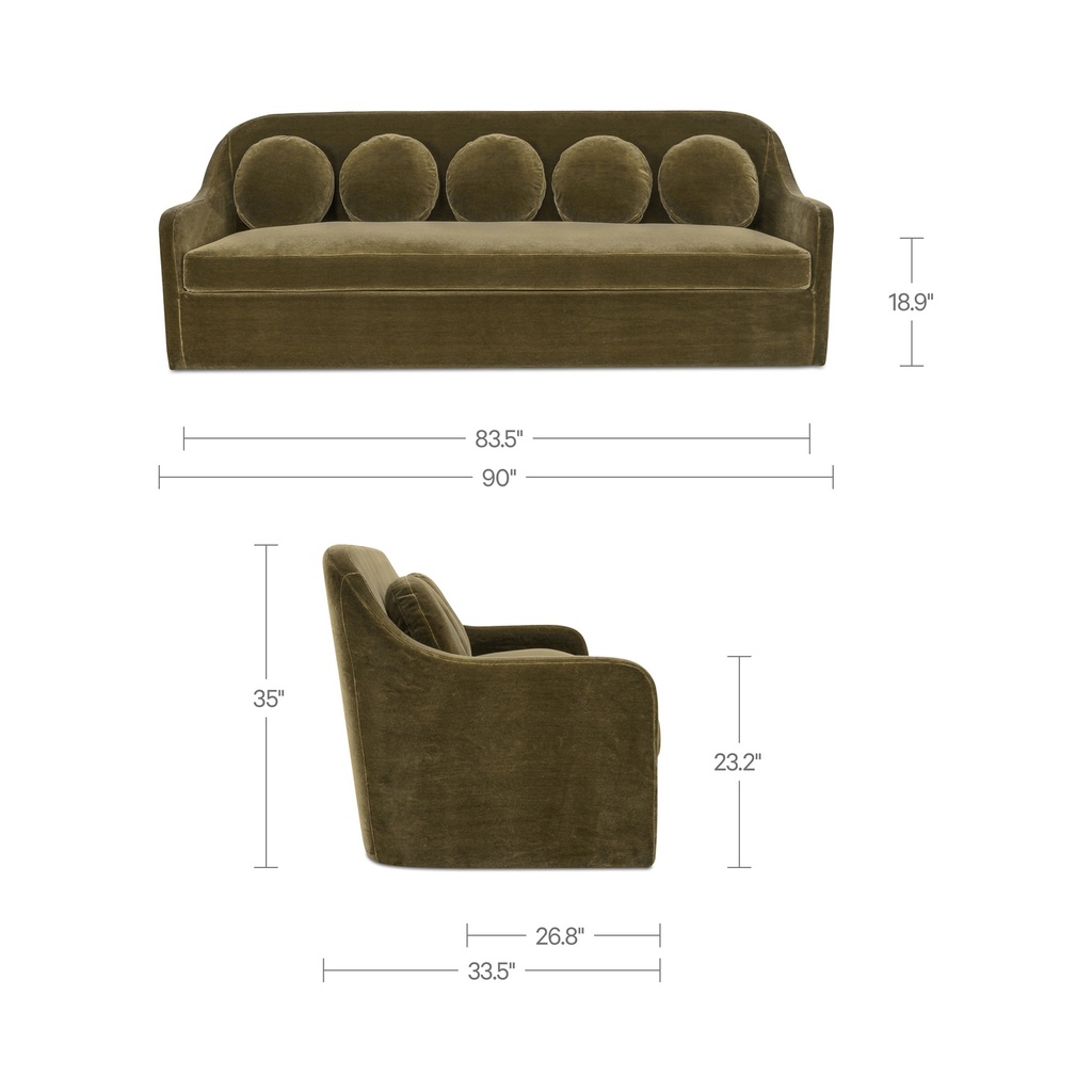 Rialto Sofa Dark Green Faux Mohair - 10