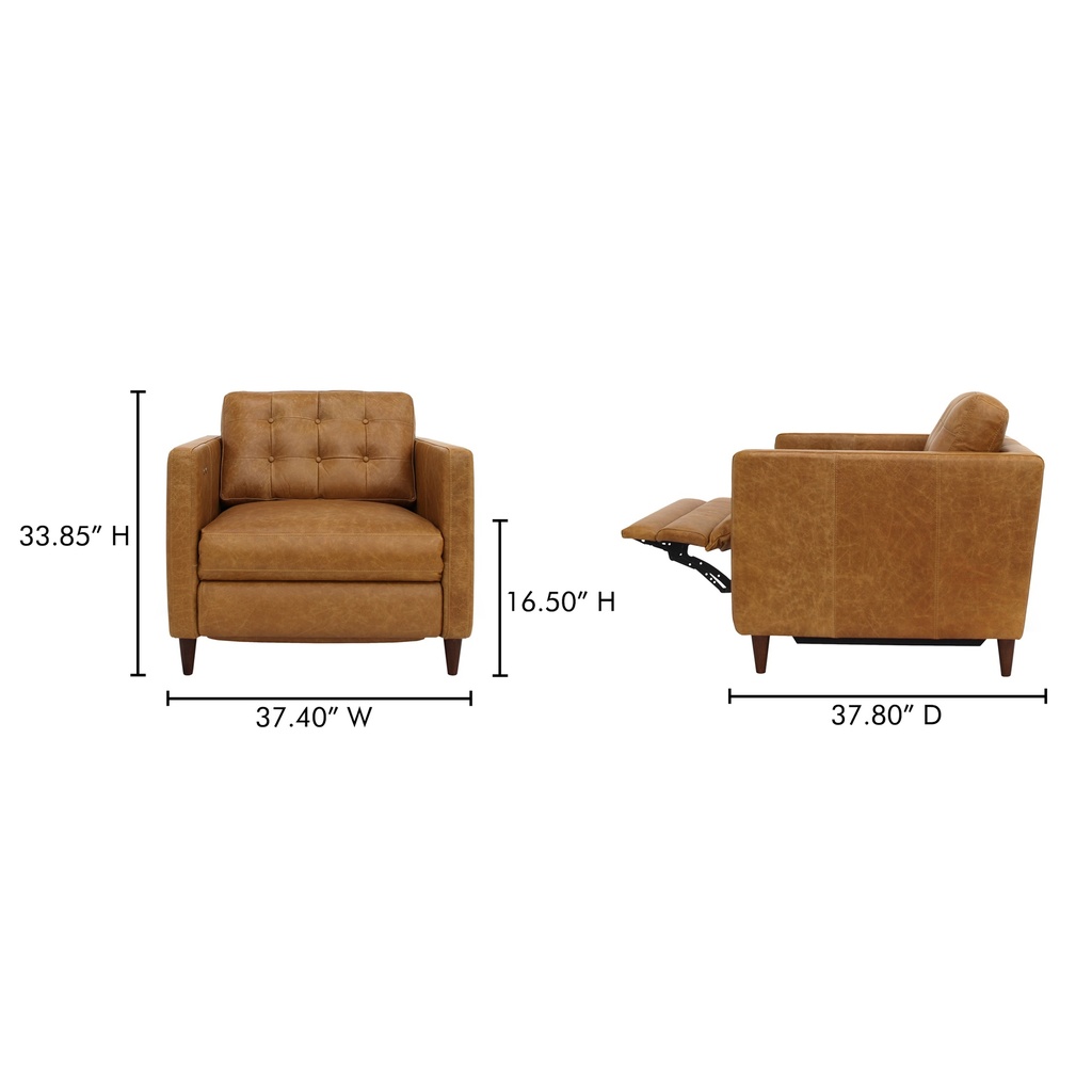 Bridgers Power Recliner Chair Tan Leather - 9