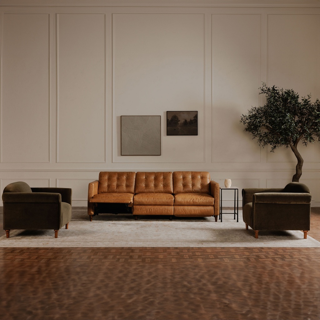 Bridgers Power Recliner Sofa Tan Leather - 9