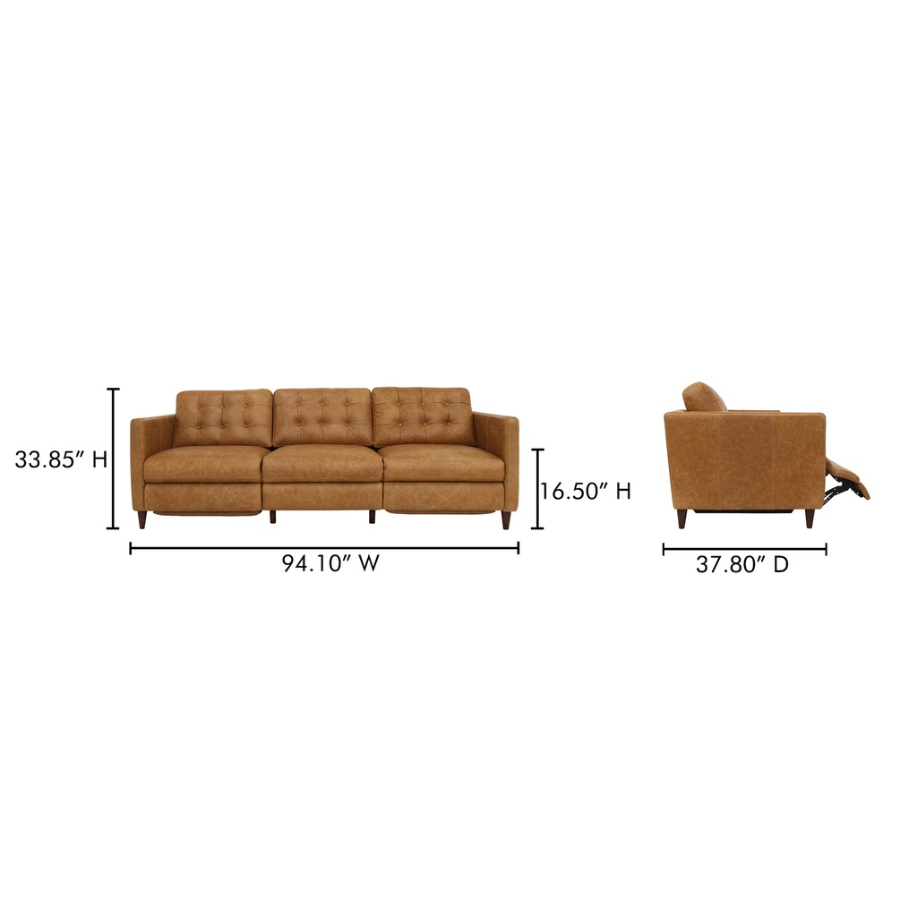 Bridgers Power Recliner Sofa Tan Leather - 10