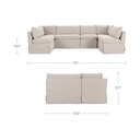Fable Slipcover Dining Banquette U-Shape Beige 121 in. - 10