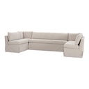 Fable Slipcover Dining Banquette U-Shape Beige 129 in. - 2