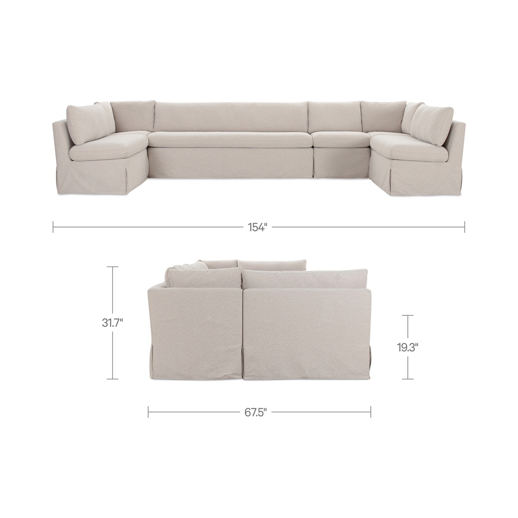 Fable Slipcover Dining Banquette U-Shape Beige 154 in. - 10