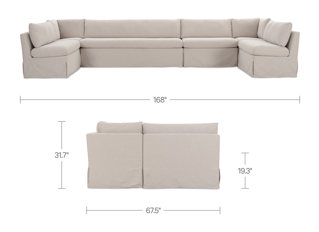 Fable Slipcover Dining Banquette U-Shape Beige 168 in. - 10