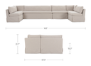 Fable Slipcover Dining Banquette U-Shape Beige 168 in. - 10