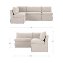 Fable Slipcover Dining Banquette L-Shape Beige 96 in. - 10