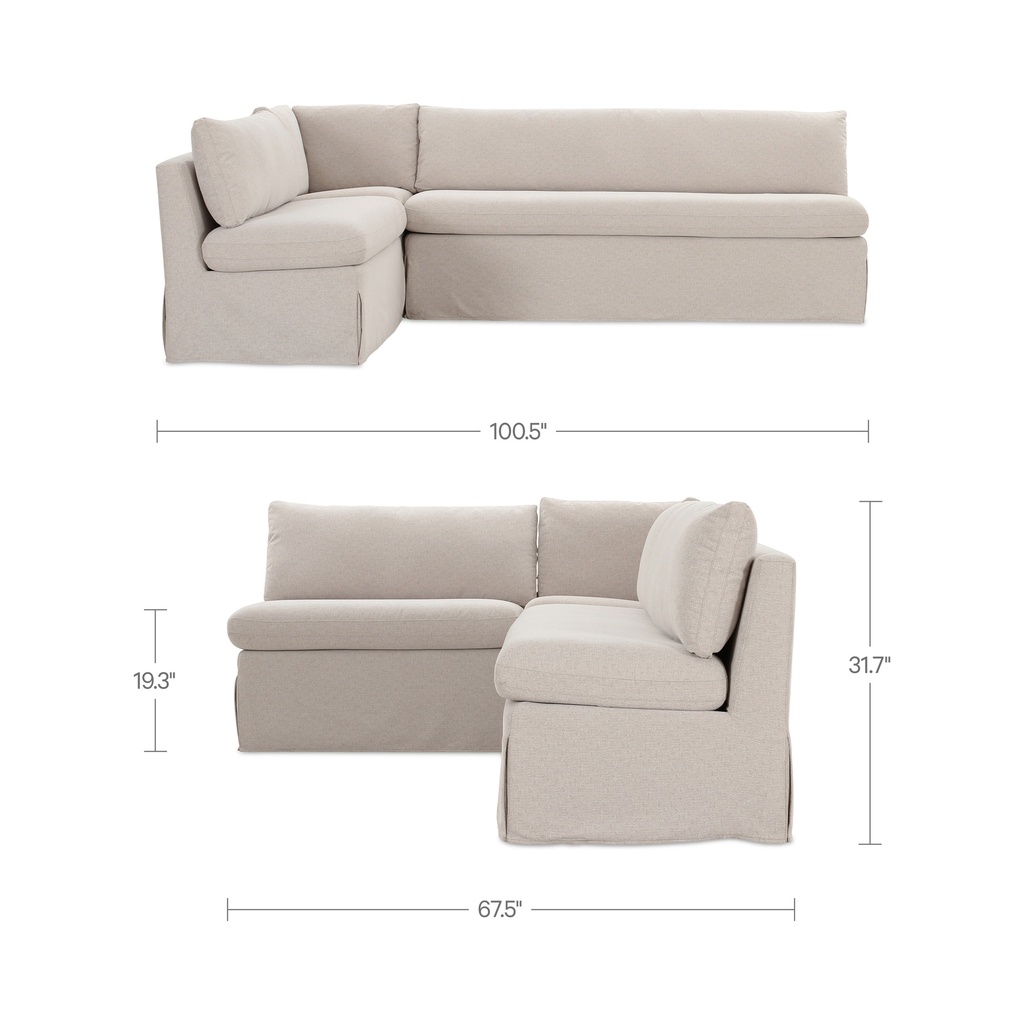 Fable Slipcover Dining Banquette L-Shape Beige 100.5 in. - 10