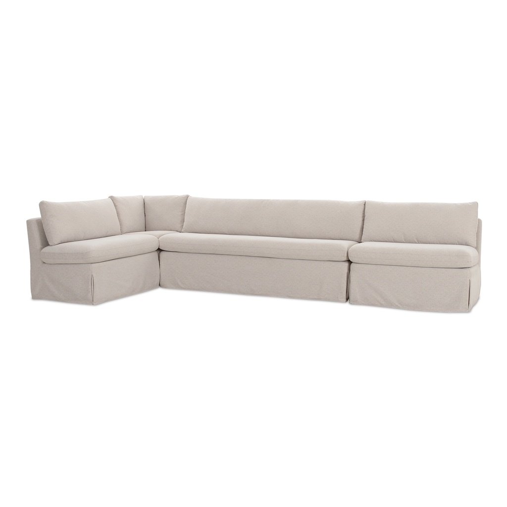 Fable Slipcover Dining Banquette L-Shape Beige 139.5 in. - 2