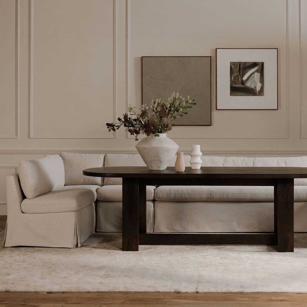 Fable Slipcover Dining Banquette L-Shape Beige 139.5 in. - 9