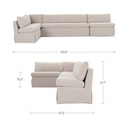 Fable Slipcover Dining Banquette L-Shape Beige 139.5 in. - 10